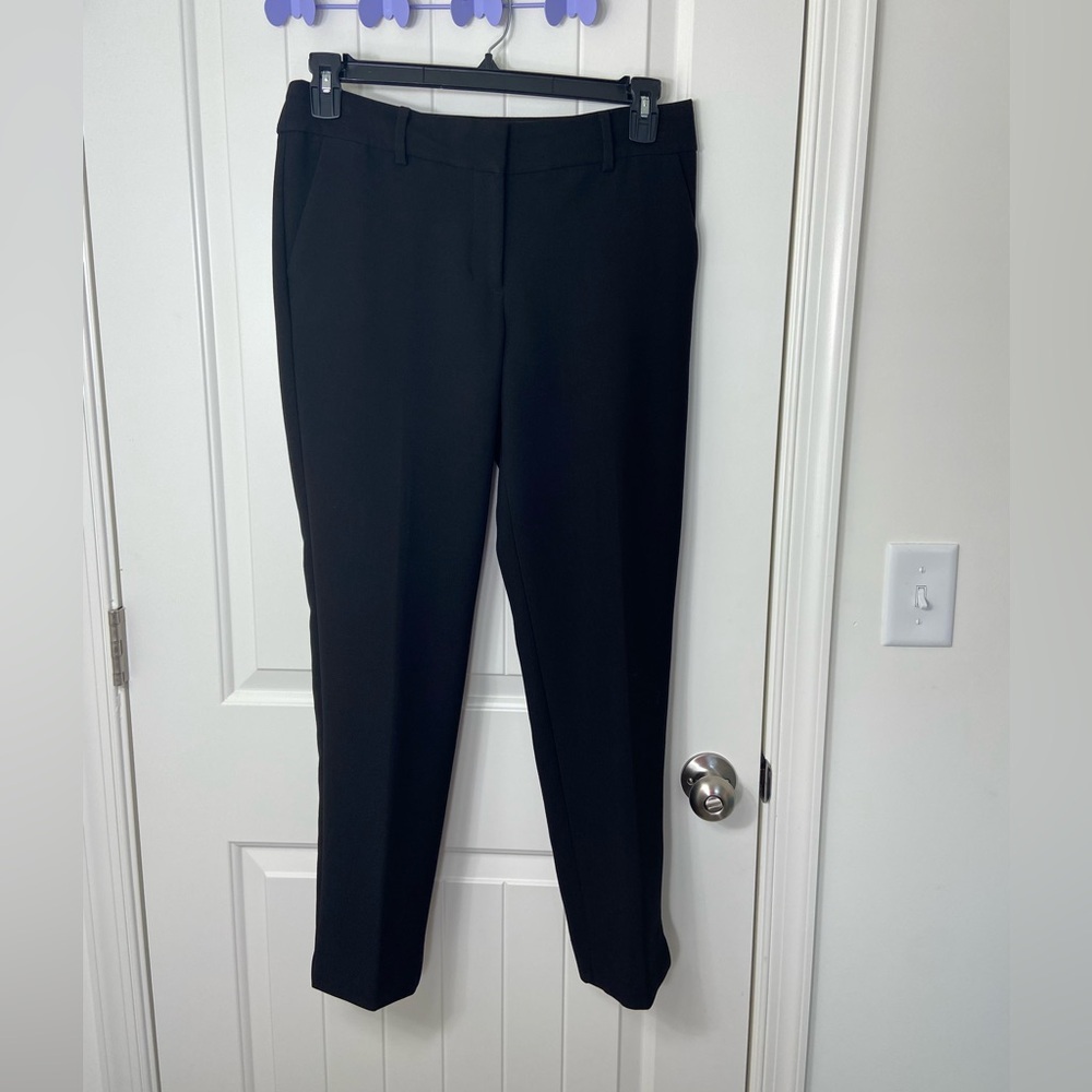 EUC Talbots women’s solid‎ black Hampshire ankle dress pants split hem stretch 4